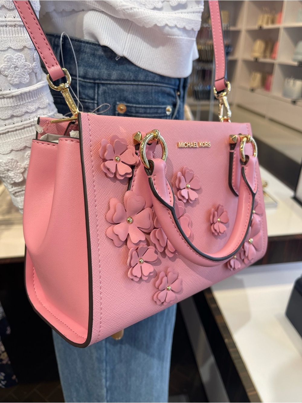 MICHAEL KORS Marilyn Sm Floral Embellished Satchel Messenger Cros
Carnation 
NWT - Picture 10 of 16